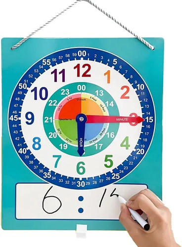 Richardy Reloj de demostración de enseñanza para escribir y limpiar la hora, reloj de aprendizaje para analógico y digital con la etiqueta de