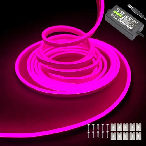 Miniatura 13 de dobestyou - Tira de luces LED de neón naranja - 16.4 pies (5 m) 12 V CC, 600 LED SMD2835, impermeable, flexible, luz de cuerda para decoración