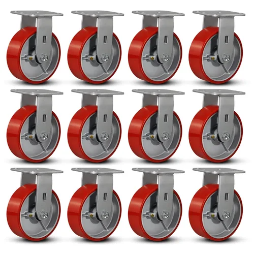 Miniatura 75 de Ruedas industriales de 4 x 2 pulgadas, ruedas resistentes, ruedas de poliuretano, capacidad de hasta 3200 libras. Uso para camión de plataforma