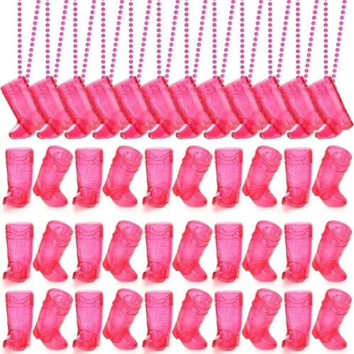 Miniatura 14 de Sieral 12 piezas de vasos de chupito de bota en collar con cuentas, vaso de chupito de vaquera de plástico, collar de vaso de chupito para novia