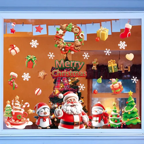 Miniatura 5 de Adhesivos navideños y calcomanías de Navidad para decoración de ventanas