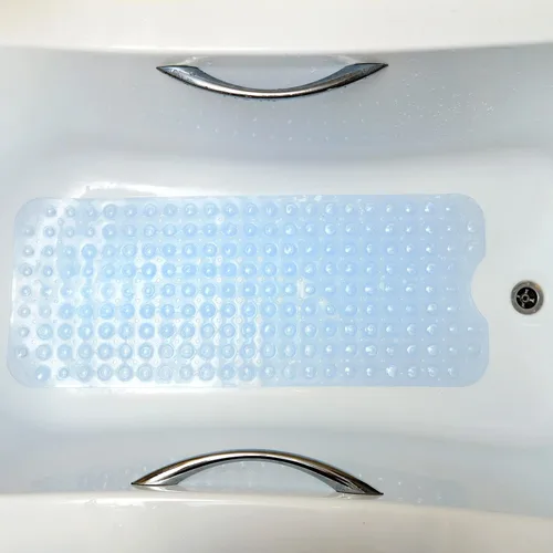 Miniatura 5 de uxcell Tapete de ducha para bañera, 26 x 14.2 pulgadas, tapete ovalado de PVC antideslizante con agujeros de drenaje, ventosas para bañera