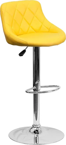 Miniatura 24 de Flash Furniture CH-82028A-BK-GG asiento de vinilo negro de diseño contemporáneo, banqueta alta ajustable con base cromada, Vinilo, Negro
