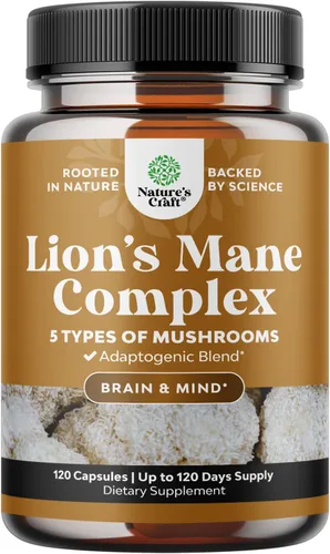 Miniatura 10 de Suplemento avanzado de hongo melena de león – Cápsulas de suplemento de melena de león con Reishi Chaga Maitake y Shiitake para la salud cerebral