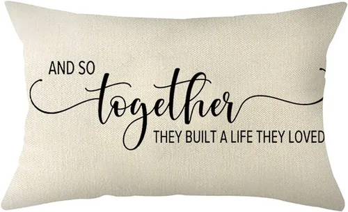 Ogiselestyle Fundas de almohada de granja con frase "Together They Built a Life They Loved Quote de 12 x 20 pulgadas, fundas de almohada lumbares