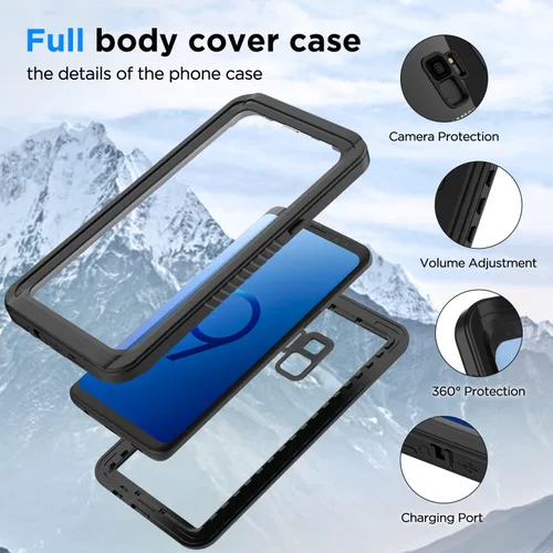 Miniatura 2 de Lanenas Funda para Samsung Galaxy S9, impermeable, a prueba de polvo, a prueba de caídas con protector de pantalla integrado, 5.8 pulgadas, 360°