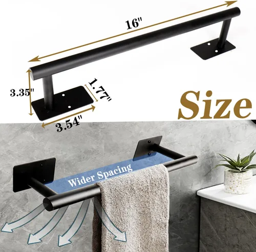 Miniatura 6 de Barra de Toalla de Baño Autoadhesiva, Barras de Toalla de Acero Inoxidable para Baño Adhesivas y Montadas en la Pared, Soporte de Toalla Resistente