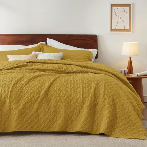 Miniatura 26 de Bedsure Colchas de tamaño Queen: colchas ligeras tamaño Queen con patrón de tejido de canasta, ropa de cama suave, colcha de edredón gris claro