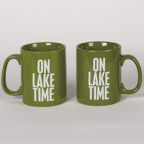 Miniatura 5 de Primitives by Kathy 21675 Taza de café de gres verde, 20 onzas, Lake Time