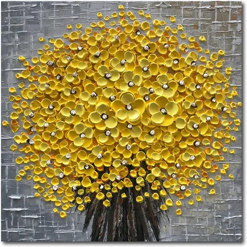 Miniatura 21 de Epicler art Pintura al óleo decorativa de flores 3D moradas pintadas a mano, arte de pared decorativo de pared de flores, arte moderno, sala