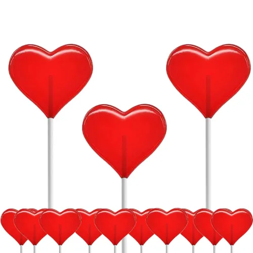 Miniatura 8 de Mini paletas para el día de San Valentín con forma de corazón rojo con sabor a fresa, envueltas individualmente, paletas de 0.18 oz, aprox. 40