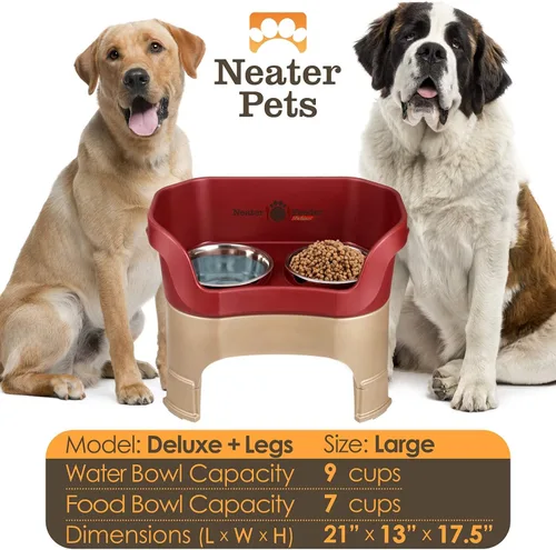 Miniatura 4 de Neater Feeder Deluxe - Tazones elevados para perros grandes a prueba de desorden – Fabricado en Estados Unidos – Soporte elevado para comida