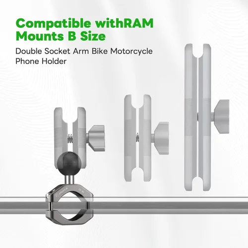 Miniatura 2 de FANAUE Abrazadera de Montaje para Manillar Base de Perno en U con Bola Tamaño B de 1" para Riel de 0.85" a 1.14" de Diámetro, Compatible