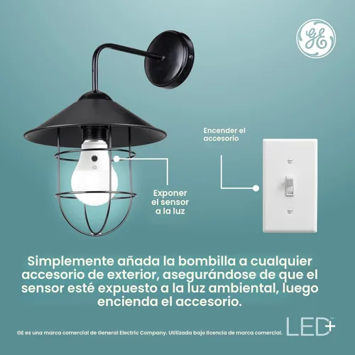 Miniatura 3 de GE LED+ - Bombillas LED A19 del anochecer al amanecer, luz de seguridad automática para exteriores, luz blanca suave (paquete de 2)