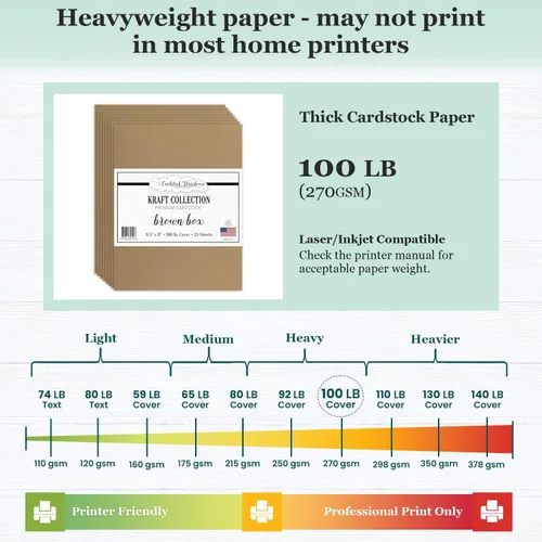 Miniatura 5 de Cardstock Warehouse - Caja de papel kraft marrón – 8.5 x 11 pulgadas – 100 libras / 9.52 oz/m² 100% reciclado de alta calidad – 25 hojas