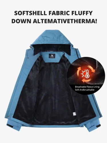 Miniatura 5 de CAMEL CROWN Chaqueta de esquí para hombre, impermeable, abrigo de nieve de invierno, resistente al viento, forro polar cálido, con capucha, parka