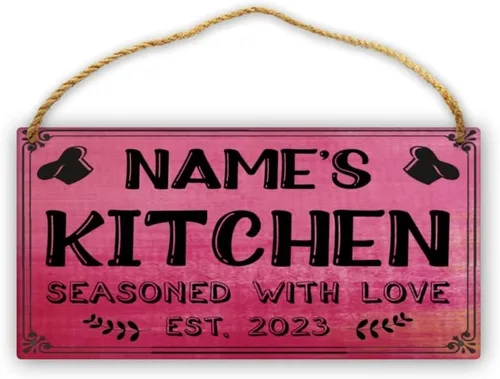 Miniatura 5 de Letrero de cocina de madera personalizado con sazonado con amor, accesorios de cocina, decoración de pared, regalos