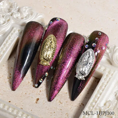 Miniatura 2 de 20 dijes de uñas de Virgen María en relieve 3D, diamantes de Virgen De Guadalupe para decoración de uñas y fabricación de joyas para mujeres Dorado