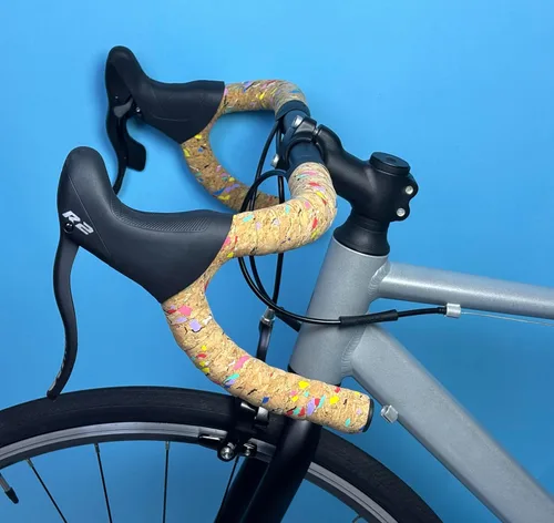 Miniatura 8 de Cinta de corcho para manillar de bicicleta de carretera, 2 rollos, antideslizante, absorción de impactos, cinta de agarre con tapones de barra