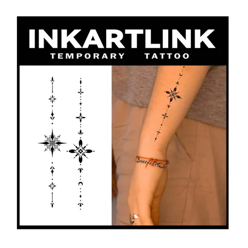 Miniatura 16 de INKARTLINK Tattoo Tech, 2 hojas de tatuaje semipermanente mediano, tatuajes temporales de diseño artístico para adultos, dura 1-2 semanas