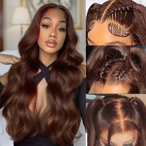 Miniatura 18 de Alipeacock Peluca de cabello humano 613 con encaje frontal de 13 x 6, densidad del 200 %, pelucas de cabello humano ondulado rubio prearrancado