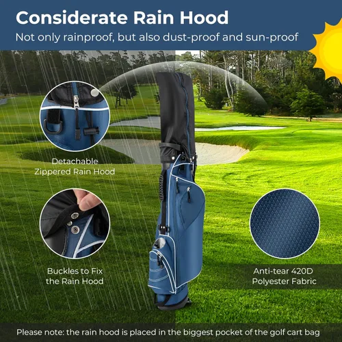Miniatura 5 de Bolsa de golf portátil para palos de golf con 4 divisores de direcciones, 4 bolsillos, correas de hombro ajustables, bolsa de golf para lápices