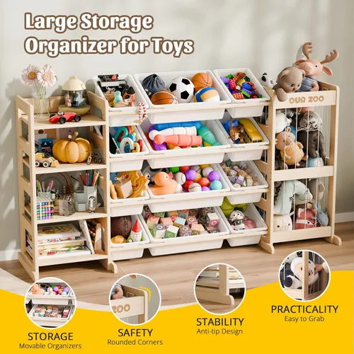 Miniatura 9 de Organizador grande de almacenamiento de juguetes para niños, organizadores de juguetes y almacenamiento con almacenamiento de animales de peluche