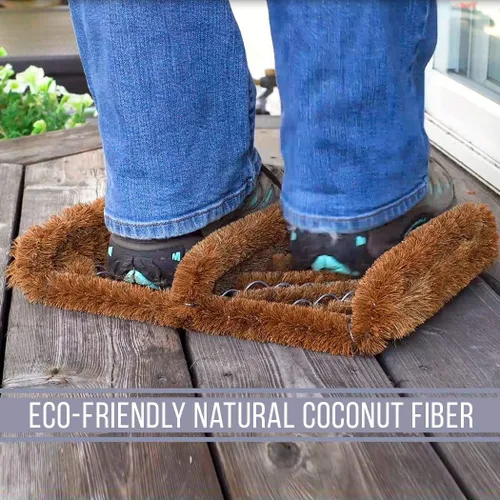Miniatura 4 de NINAMAR - Alfombrilla para puerta con raspador de botas de coco natural - 13 x 12 pulgadas 1 unidad.