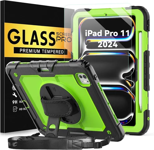 Miniatura 26 de BLOSOMEET Funda para iPad Air de 11 pulgadas M3 2025 y M2 2024 con protector de pantalla de vidrio templado y soporte para lápiz, funda para iPad
