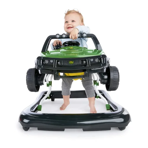 Miniatura 5 de Bright Starts John Deere 4 en 1 Gator Green Centro de actividades para bebés y andador de empuje con volante interactivo extraíble, juguete de 6