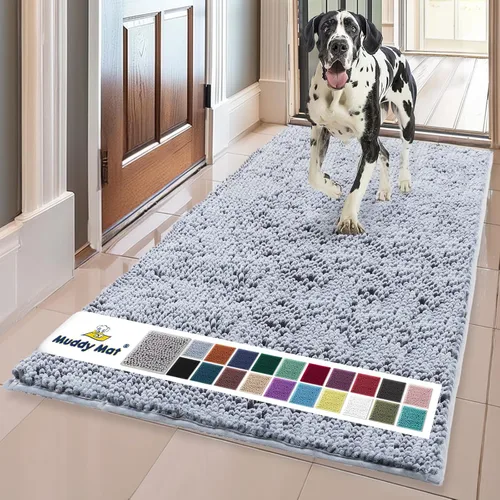 Miniatura 23 de Muddy Mat® Mostrado en la televisión - Tapete de microfibra súper absorbente para puerta de perro para patas fangosas, antideslizante y lavable
