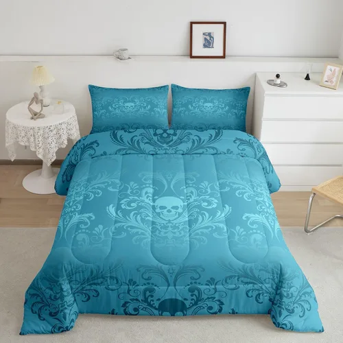Miniatura 18 de Erosebridal - Juego de ropa de cama damascada negra para adultos, conjunto de edredón victoriano antiguo estilo barroco, tamaño queen, edredón Multi