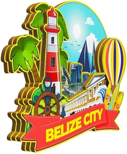 Miniatura 2 de Imán de madera para nevera de la ciudad de Belice Belice, monumentos 3D, recuerdos coleccionables, decoración hecha a mano -2228