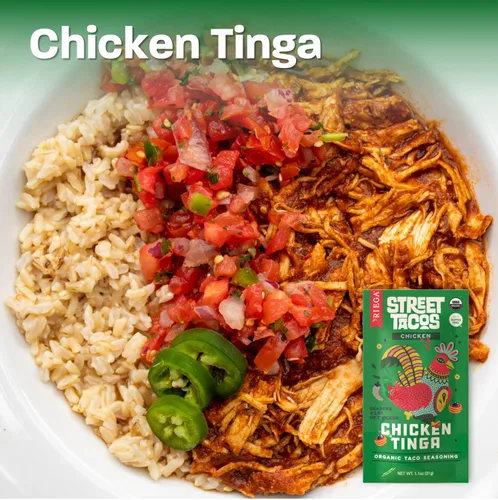 Miniatura 4 de Riega Condimento orgánico de pollo Tinga Street Taco, mezcla perfecta para auténticos tacos de pollo rallado en olla de cocción lenta, 1.1 onzas