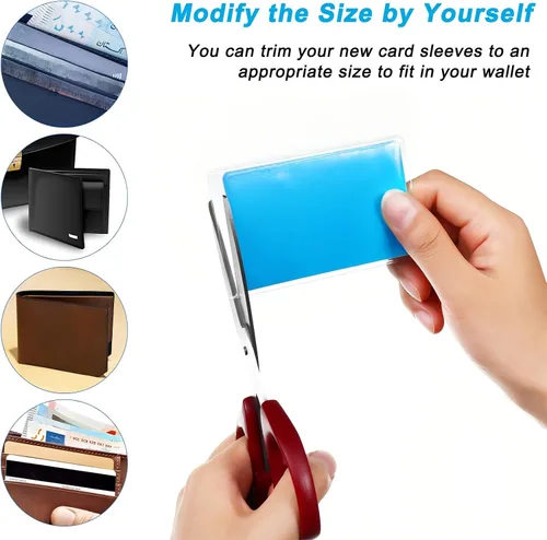 Miniatura 6 de Zonon Paquete de 48 fundas protectoras para tarjetas de seguridad social de 24 mil, soporte de plástico impermeable de PVC transparente, fundas