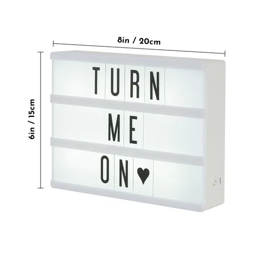 Miniatura 4 de My Cinema Lightbox, pequeña marquesina con luz LED y 100 letras, números y caracteres para crear su cartel personalizado. Incluye USB o alimentación