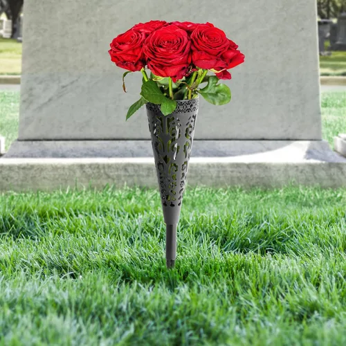 Miniatura 6 de Jarrón de tumba, 6 piezas de 12 pulgadas, florero floral conmemorativo, soporte para flores de cono, jarrón de cementerio con pico para decoración