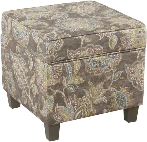 Miniatura 22 de Homepop Decoración del hogar K7342-F2067 Otomana clásica cuadrada de almacenamiento con tapa desmontable Otomana con almacenamiento para sala