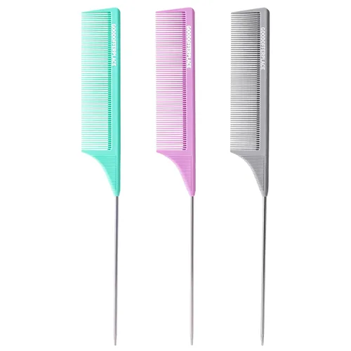Miniatura 12 de 4 peines de cola de rata, peines de cola de rata, peine de dientes finos con púa de metal para cabello rizado, peines desenredantes para mujeres