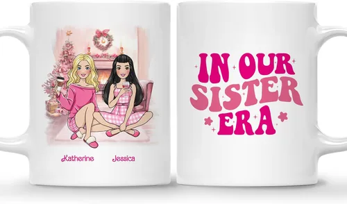 Miniatura 20 de Gossby Taza de café de Navidad personalizada para amigas, regalo de amistad de Navidad personalizado para 2 mejores amigos con diseño, nombre, taza