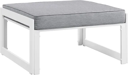 Modway Fortuna otomana de aluminio para patio al aire libre, color blanco y gris Blanco Gris