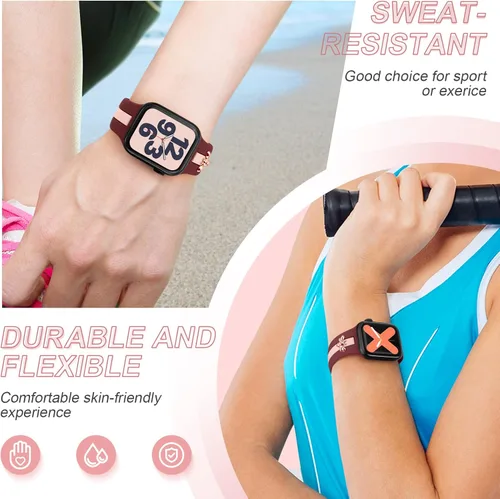 Miniatura 5 de 3 Pack Designer Sport Bands Compatible With Apple Watch Band 38mm 40mm 41mm 42mm 44mm 45mm 46mm 49mm Women Girls,Soft Silicone Sport Strap for