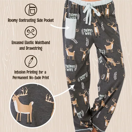 Miniatura 5 de Lazy One Pijamas para mujer lindos pantalones de pijama de alce y parte superior separados