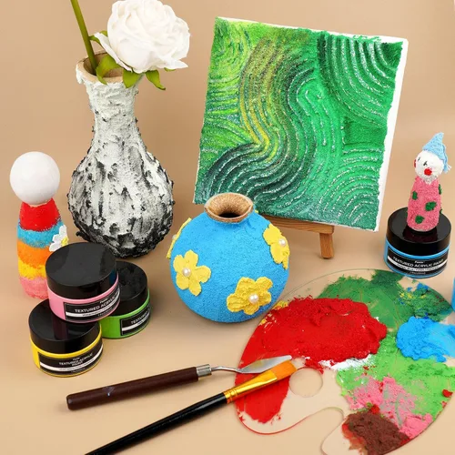 Miniatura 6 de Funto Juego de pintura acrílica texturizada, 12 colores, kit completo de pintura con herramientas y lienzos, kit de suministros de pintura