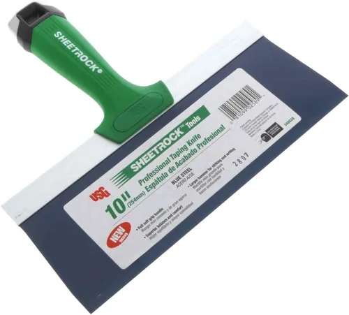 USG Sheetrock Pro - Cuchillo de cinta para paneles de yeso, acero azul con mango de agarre suave y extremo de martillo (hoja de 10 pulgadas)