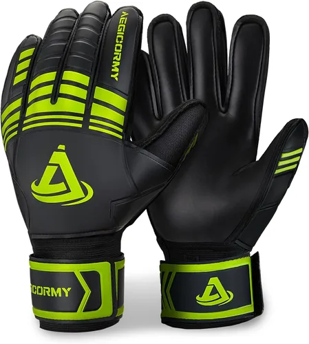 Miniatura 8 de Guantes de portero con protección para los dedos, guantes de fútbol transpirables con agarre adicional, unisex, para jóvenes y adultos, negro/verde