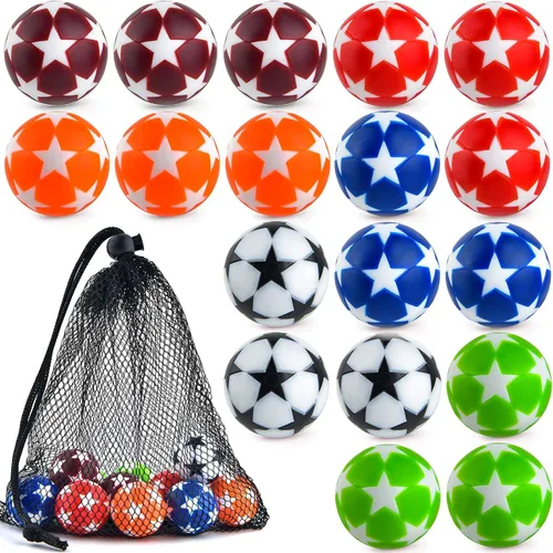 Miniatura 8 de Coopay 18 pelotas de futbolín de 1.28 pulgadas (1.260 in), pelotas de repuesto de fútbol de mesa, multicolor, con una bolsa de cordón negro