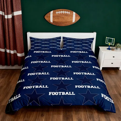 Miniatura 15 de Juego de funda de edredón para niños de fútbol americano, tamaño individual, juego de ropa de cama de fútbol de rugby de llama, decoración