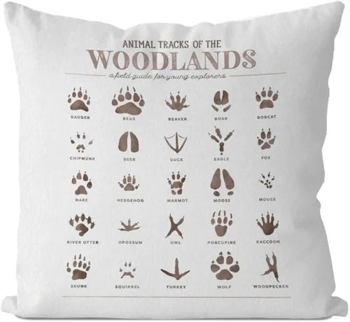 IWXYI Fundas de almohada de bosque, fundas de almohada de pistas de animales de 18 x 18, decoración de guardería de bosques, fundas de almohada de