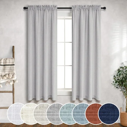 Miniatura 78 de Cortinas blancas puras de 38 pulgadas de ancho para dormitorio, juego de 2 paneles de cortinas de privacidad con bolsillo para barra, cortinas